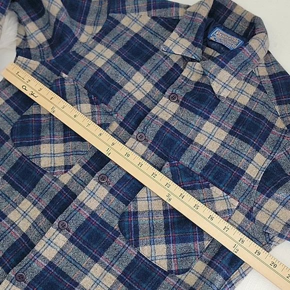 Vintage Pendleton Flannel Made in USA size M 100% Wool BinW - Picture 6 of 9